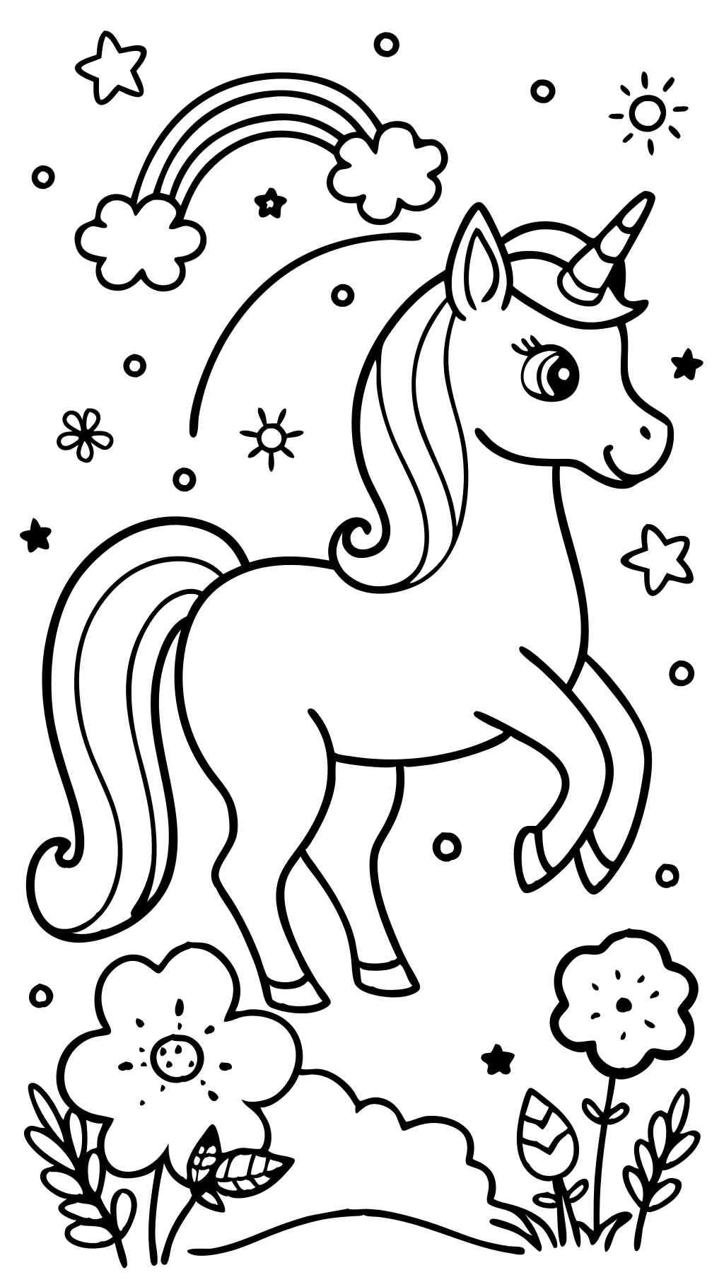 coloriage de licorne arc-en-ciel